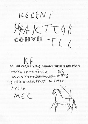 제7코호르트 건물 벽에서 확인된 낙서