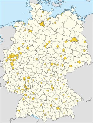 2016년 기준 독일의 군(Landkreise)과 시(kreisfreie Städte, 노란색)