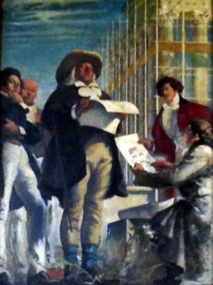 헨리 톤크스의 1923년 벽화 'UCL의 네 명의 설립자'