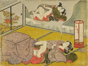 춘화를 묘사한 그림. 영국 박물관 소장 (약 1770년)