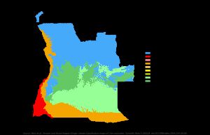 쾨펜 기후 구분에 따른 앙골라 지도