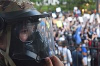 시위 현장의 조지아주 국가경비대 헌병(2020년 5월 30일 애틀랜타)