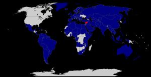 시리아(빨강)와 국교를 맺은 국가(파랑)