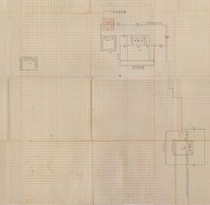 〈북궐후원도형〉에 그려진 경무대 권역. 좌측에 수궁, 위에 융문당과 춘안당이, 우측 하단에 융무당이 그려져있다.