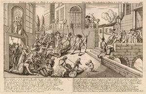 9월 학살에서 사제와 귀족 수감자의 살해를 묘사한 그림