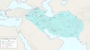 [[미트리다테스 2세]] ([[기원전 124년]] ~ [[기원전 91년]]) 통치 시기인 기원전 94년, 파르티아 제국의 최대 영토