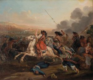 말론(malón) 동안 납치되는 칠레 여성 묘사