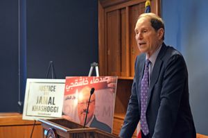 미국 상원의원 론 와이든이 참석한 "정의를 위한 자말: 카슈끄지 살해 1주년을 맞아 미국과 사우디아라비아".
