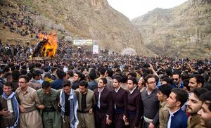 2018년 3월 20일, 이란 쿠르드족이 노루즈를 기념하고 있다.