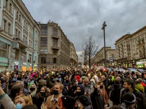 2021년 4월 21일 모스크바에서 열린 나발니 지지 시위