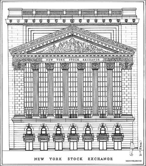조지 B. 포스트(George B. Post)가 제작한 뉴욕 증권 거래소의 정면도 도면