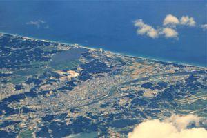 강릉시의 항공사진.