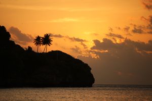 황금빛 저녁노을 아래의 플라잉 피시 코브