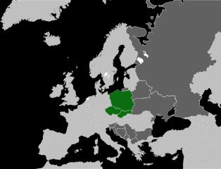 서슬라브족 분포 (국가별). [[서슬라브어군]]이 공용어인 국가 (짙은 녹색), 다른 [[슬라브어군]] 언어가 공용어인 국가 (회색).