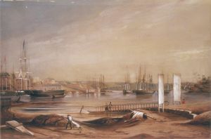 서큘러 키와 탱크 스트림 하구, 시드니 코브, 프레드릭 가링 주니어(Frederick Garling Jr.), 1839