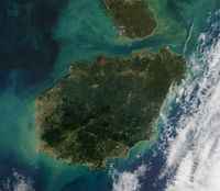 위성에서 본 하이난섬.