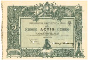 1898년 5월 31일 발행된 스위스 크레디트안슈탈트 주식