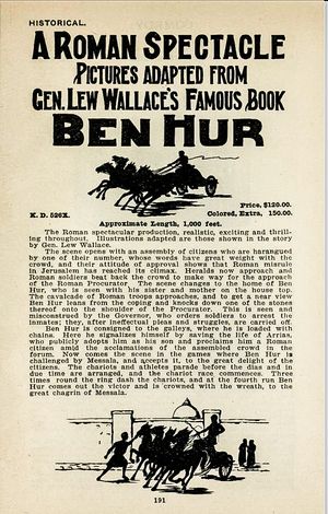 1908년 영화 공급 카탈로그에서 벤허 사본의 소매 가격