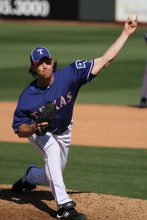 2012년 텍사스 레인저스의 스프링 트레이닝에서 투구하는 코츠