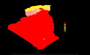 쾨펜 기후 구분에 따른 알제리 지도