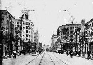 와코(Wako) 백화점이 있는 1936년 긴자