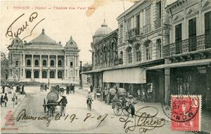 20세기 초, 폴 베르트 거리(현 장티엔 거리)에서 바라본 하노이 오페라하우스(Hanoi Opera House).