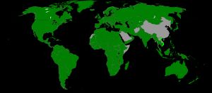 바티칸 시국과 외교 관계를 맺은 국가 (녹색)