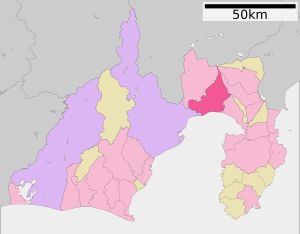 시즈오카현 내 후지 시의 위치