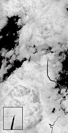 1966년, U-2 기체에서 촬영한 지대공 미사일 발사 장면 (흑묘중대기 조준)