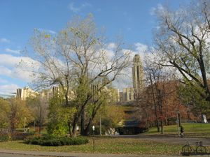 몬트리올 지하철 역에서 바라본 몬트리올 대학교. 도시에서 가장 큰 대학교이다.