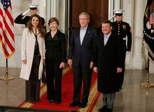 미국 수도 워싱턴을 방문하는 압둘라 2세 국왕과 라니아 왕비(2007년)