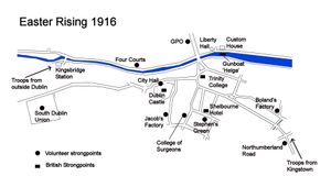 더블린 중심부의 반군과 영국군의 위치