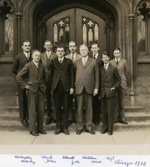 1929년 시카고의 로버트 멀리컨(오른쪽에서 세 번째)