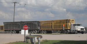 플로리다의 사탕수수 제당 공장으로 사탕수수를 운반하는 트럭