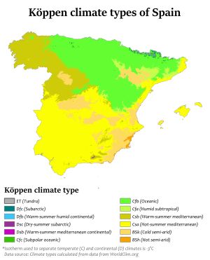 스페인의 케펜 기후 구분도