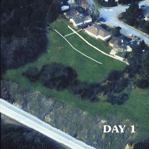 컴퓨터 시뮬레이션으로 보여지는 캘리포니아주 샌마테오 군의 산사태 움직임.