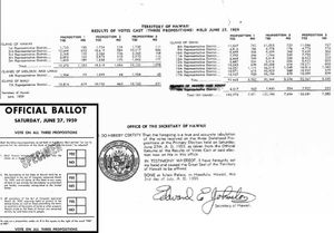 1959년 하와이 주민들은 압도적으로 주 승격을 찬성했다