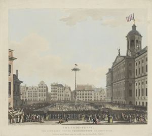 암스테르담 담 광장에 세워진 자유의 나무, 1795년 H. Numan