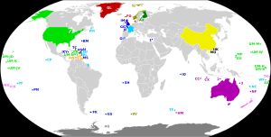 속령 및 그 주권 국가.
