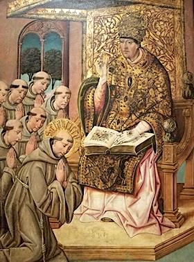 호노리우스 3세가 아씨시의 프란치스코의 규칙을 승인하는 모습, 바르톨로메 델 카스트로, 1500년경 (필라델피아 미술관)