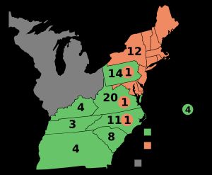 애덤스가 제퍼슨을 근소한 차이로 누르고 승리한 1796년 대통령 선거 결과