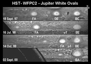 세 개의 흰색 타원으로부터 오벌 BA의 형성