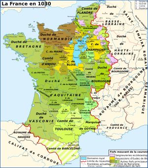 1030년 프랑스 왕국의 영토