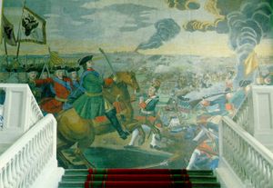 미하일 로모노소프의 모자이크 폴타바 전투의 한 부분.