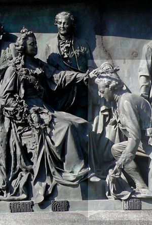 예카테리나 2세와 그리 고리 폽템킨 공작, 천년 기념비 앞에서(노브고로드)