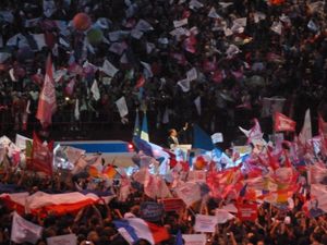 2012년 대선 운동 중 회의에 참석한 프랑수아 올랑드