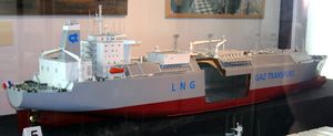 13만 5천 입방미터의 액화천연가스(LNG)를 수송할 수 있는 LNG Rivers호의 모형