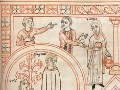 12세기 미니어처로, 츠비팔터 코르부흐에서 베레나가 항아리와 접시를 들고 있는 모습을 보여준다.