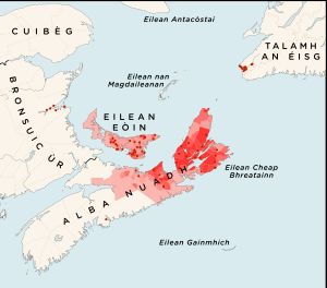 해양 주의 스코틀랜드 게일어 분포