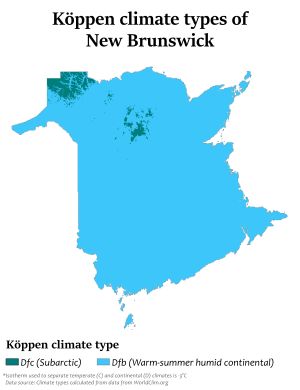 뉴브런즈윅의 쾨펜 기후 유형